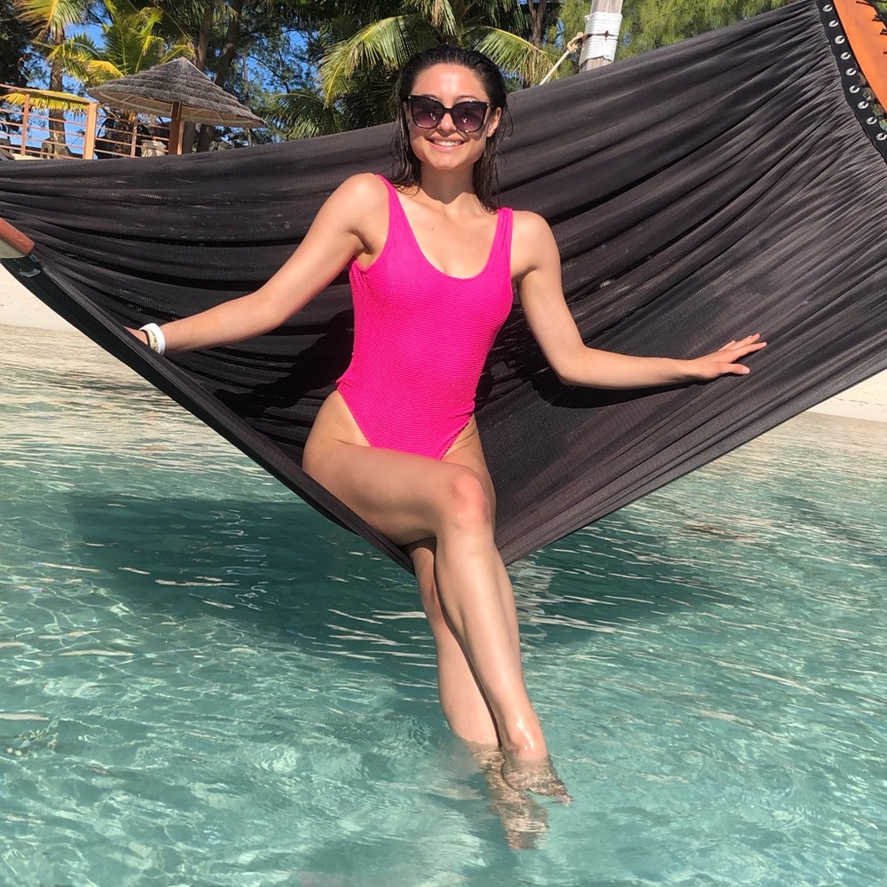 Pink one piece bikini